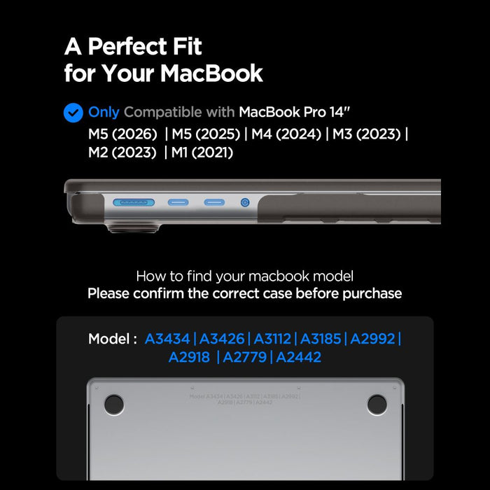 Калъф Spigen AirSkin за MacBook Pro 14" 2021 / 2023 / 2024 / 2025 / 2026 - полупрозрачен
