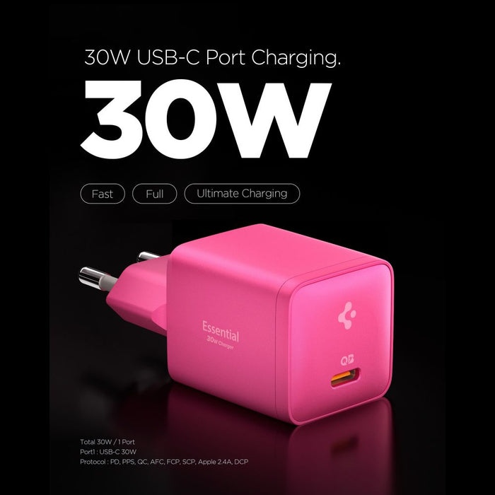 Зарядно за стена Spigen Essential EE301EU с 1 порт 30W - розово