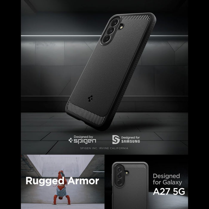 Калъф Spigen Rugged Armor за Samsung Galaxy A27 5G - матово черен