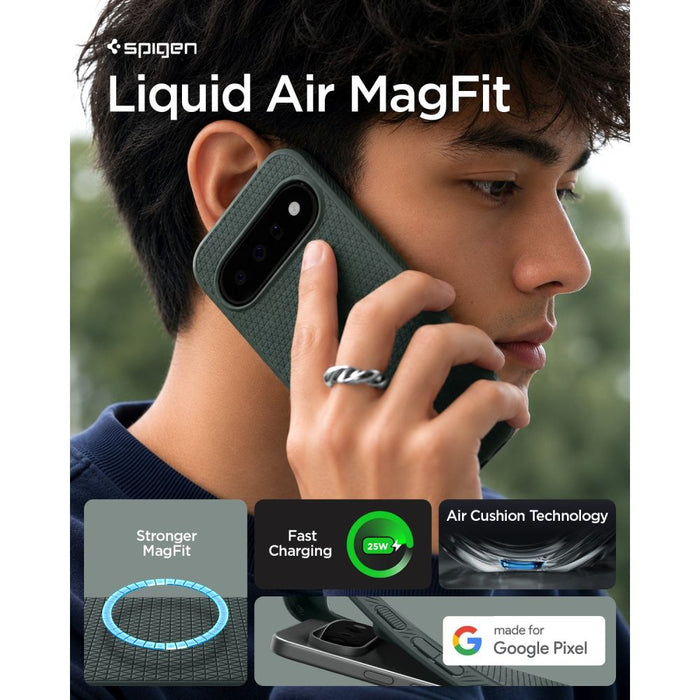 Калъф Spigen Liquid Air Mag MagSafe за Google Pixel 11 - тъмнозелен