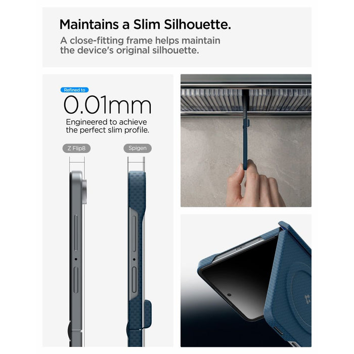 Калъф Spigen AirSkin Aramid MagFit MagSafe за Samsung Galaxy Z Flip 8 - тъмносин