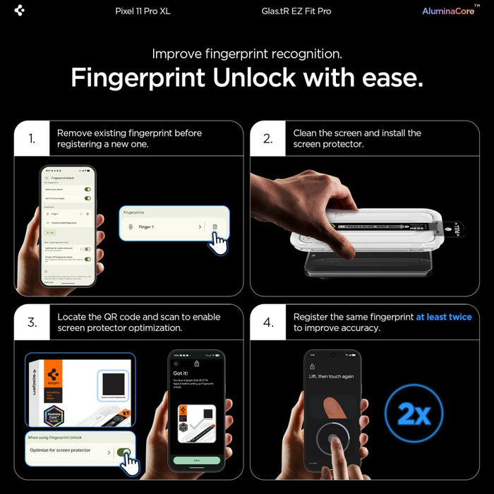 Spigen Glas.tR EZ Fit Pro - 2 броя закалено стъклено протекторно фолио за екран за Google Pixel 11 Pro XL