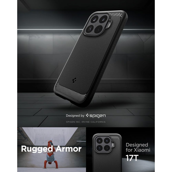 Калъф Spigen Rugged Armor за Xiaomi 17T - матово черен