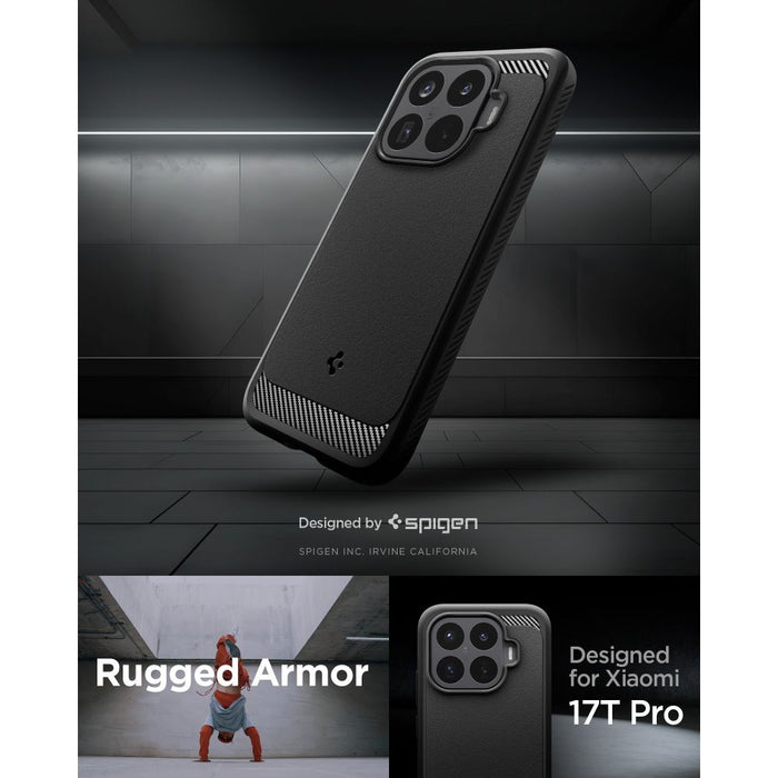 Кейс Spigen Rugged Armor за Xiaomi 17T Pro - матово черен