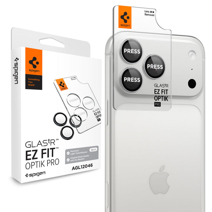 Spigen Optik Pro GLAS.TR EZ FIT - 2 броя закалено стъклено протектор за екран за iPhone 18 Pro / 18 Pro Max - сребрист