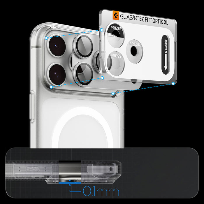 Стъклен протектор Spigen Optik Pro XL GLAS.TR EZ FIT за iPhone 18 Pro - сребрист