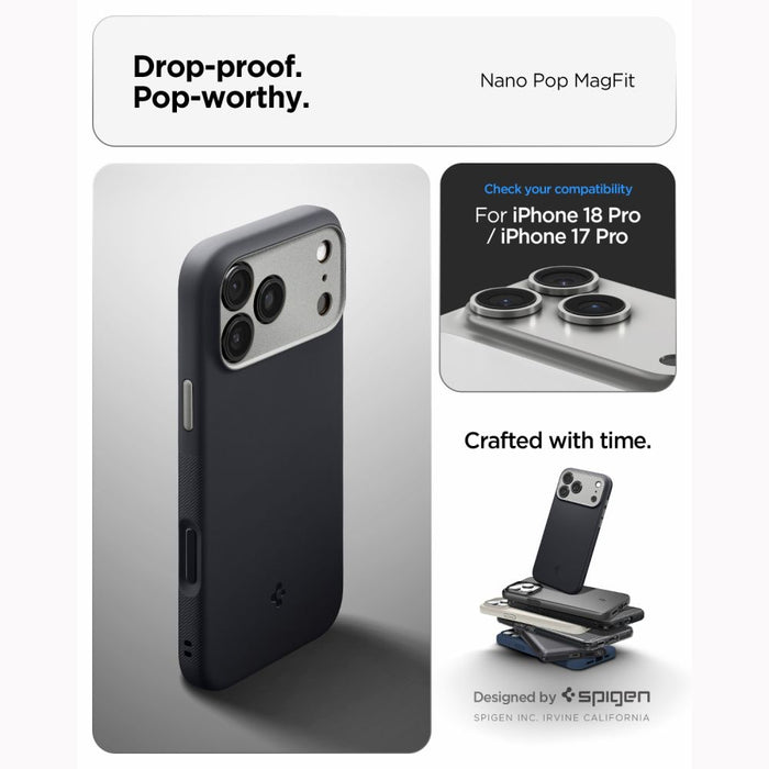 Калъф Spigen Nano Pop MagSafe за iPhone 18 Pro / 17 Pro - черен