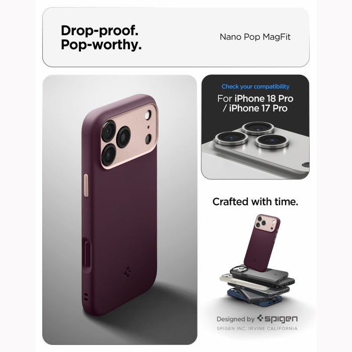 Калъф Spigen Nano Pop MagSafe за iPhone 18 Pro Max / 17 Pro Max - тъмно черешов