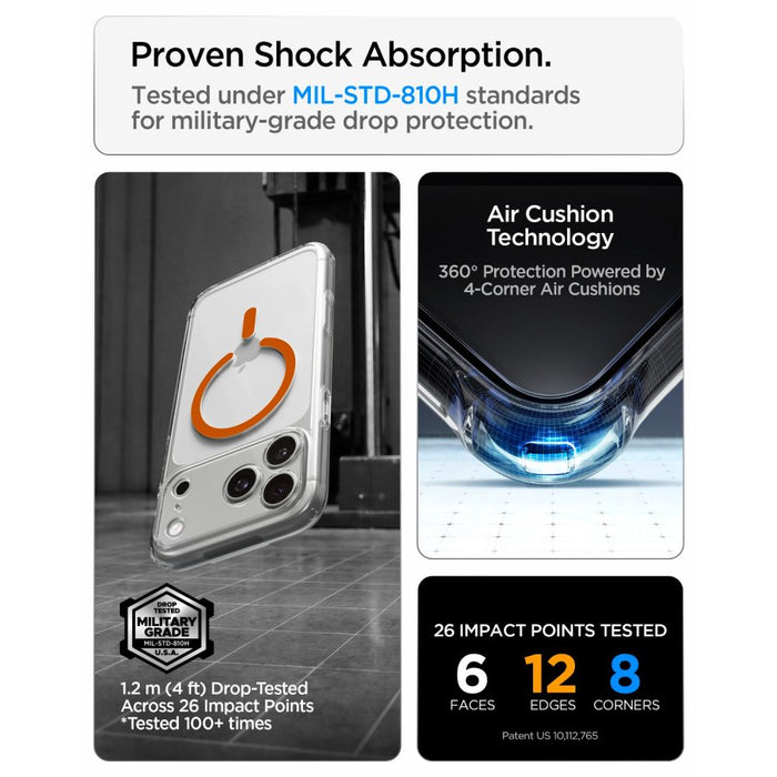 Spigen Ultra Hybrid MagSafe калъф за iPhone 18 Pro / 17 Pro - прозрачен оранжев