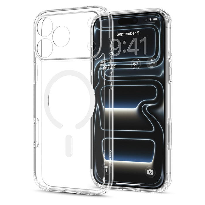 Spigen Ultra Hybrid MagSafe калъф за iPhone 18 Pro / 17 Pro - прозрачен и бял