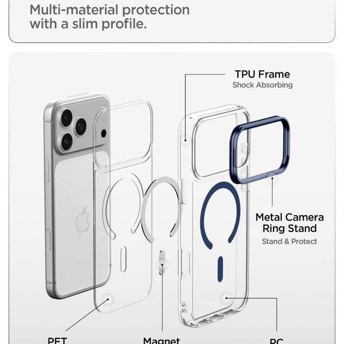 Калъф Spigen Ultra Hybrid Optik S MagSafe за iPhone 18 Pro Max / 17 Pro Max - прозрачен, тъмносин