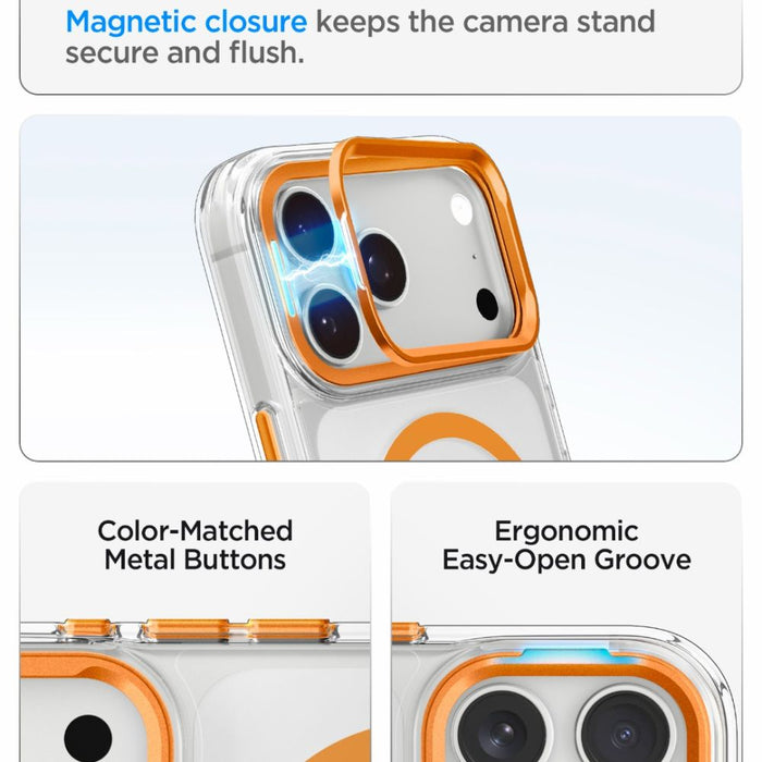 Калъф Spigen Ultra Hybrid Optik S MagSafe за iPhone 18 Pro / 17 Pro - прозрачен оранжев