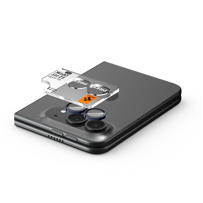Spigen Optik Pro Glas.tR EZ Fit 2-Pack от закалено стъкло за екран за камера за iPhone Duo - тъмносин