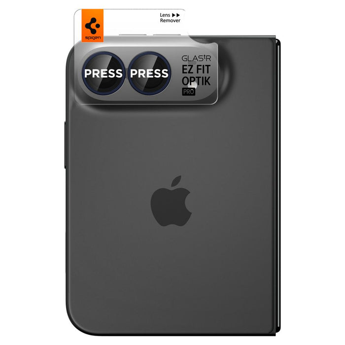 Spigen Optik Pro Glas.tR EZ Fit 2-Pack от закалено стъкло за екран за камера за iPhone Duo - тъмносин