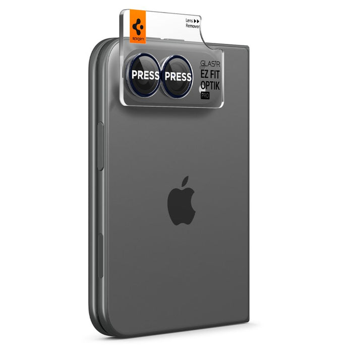 Spigen Optik Pro Glas.tR EZ Fit 2-Pack от закалено стъкло за екран за камера за iPhone Duo - тъмносин