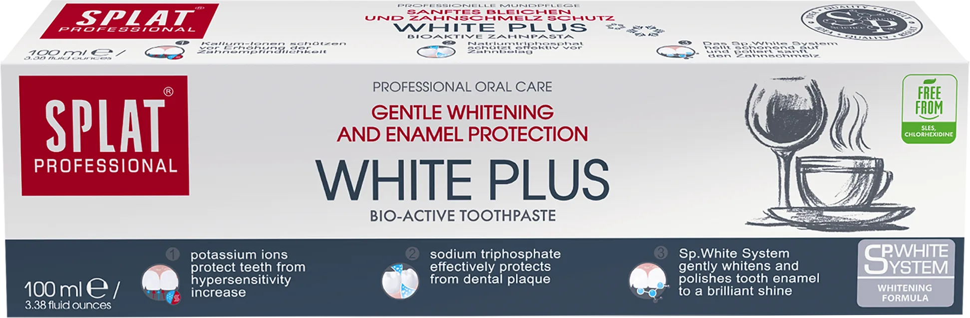 Избелваща паста за зъби Professional White Plus, 100 ml
