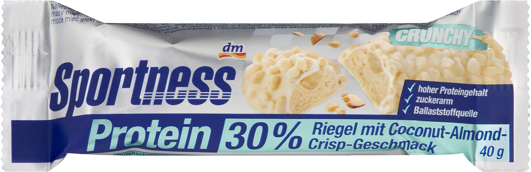 Протеинов бар 30% вкус на кокос и бадем с хрупкава текстура, 40 g