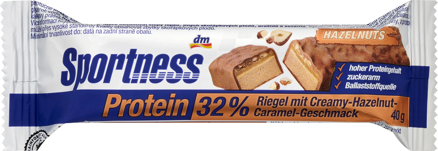 Протеинов бар 32% с вкус на лешници и карамел, 40 g