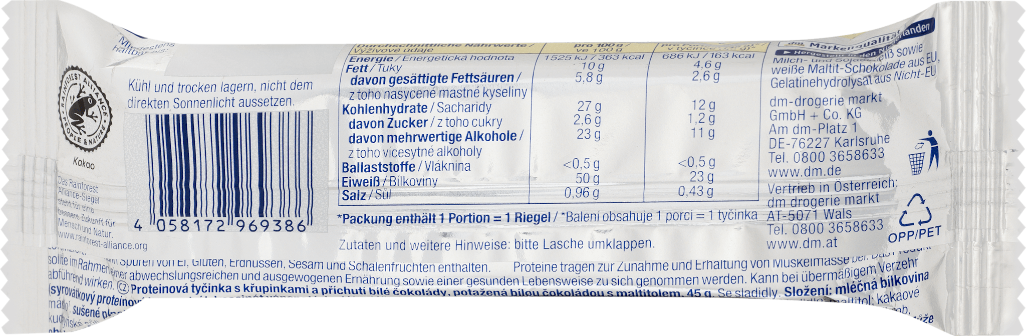 Протеиново блокче 50%, с вкус на бял шоколад, 45 g