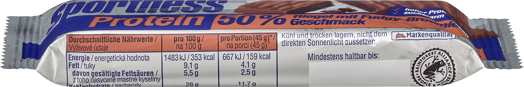 Протеиново блокче 50%, с вкус на хрупкав кафяв шоколад, 45 g