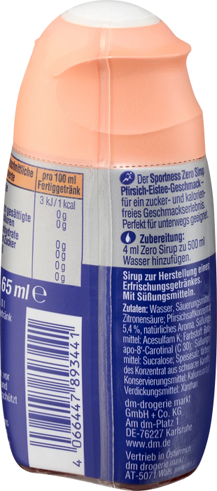Сироп Zero с вкус на студен чай с праскова, 65 ml