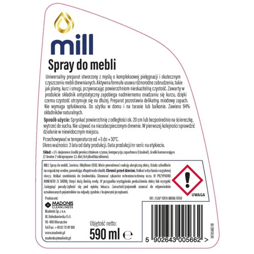 Спрей за почистване на мебели MILL 590 мл