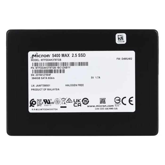 SSD Micron 5400 MAX 3.84TB SATA 2.5’’ MTFDDAK3T8TGB