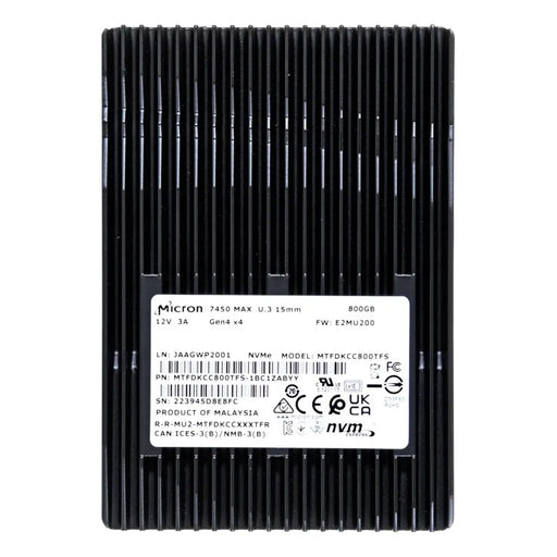 SSD Micron 7450 MAX 800GB U.3 (15 мм) NVMe PCI 4.0