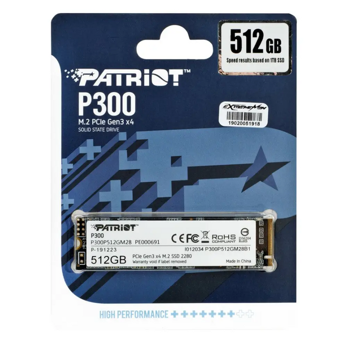 SSD PATRIOT P300 M.2 PCI-EX4 NVME 512GB
