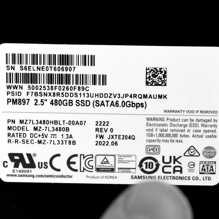 SSD Samsung PM897 480GB SATA 2.5’’ MZ7L3480HBLT-00A07 (DWPD