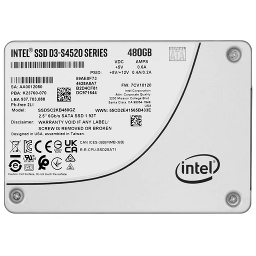 SSD Solidigm (Intel) S4520 480GB SATA 2.5’’ SSDSCKKB480GZ01