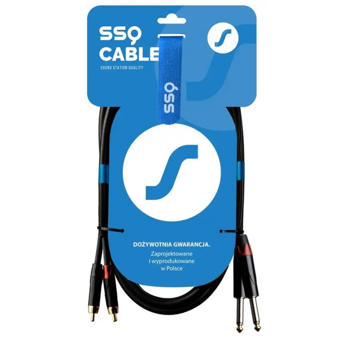 SSQ RCAJM5 - Кабел 2x RCA - 2x Jack Mono 6,3 mm 3 m Черен