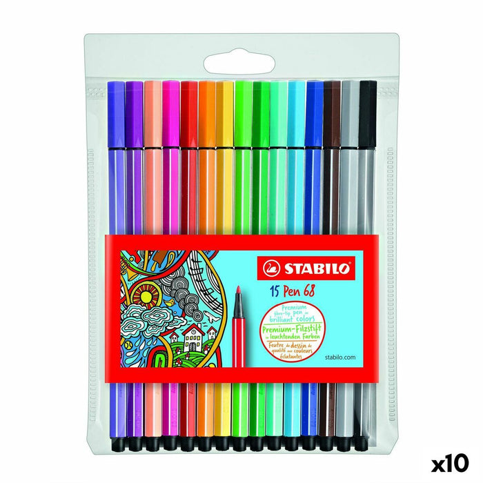 Комплект Химикали с Филц Stabilo Pen 68 Многоцветен (10 броя)