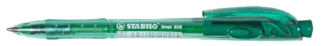 Химикалка с механизъм Stabilo - Liner, 0.38 mm, зелен