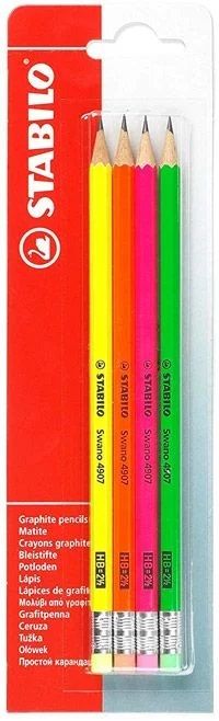 Моливи Stabilo Swano – HB, с гума, 4 броя