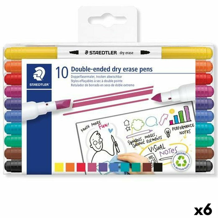 Течни тебеширени маркери Staedtler LUMOCOLOR 10 Части (6 броя)