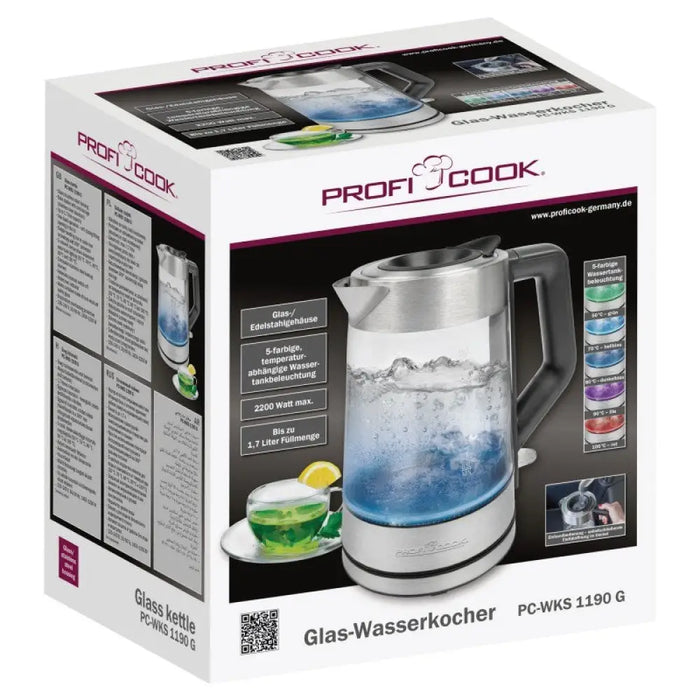 Стъклена електрическа кана Proficook PC-WKS 1190 G