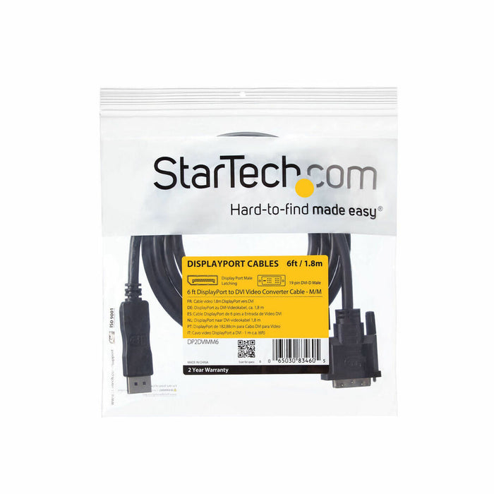 Адаптер DisplayPort към DVI Startech DP2DVIMM6            (1,8 m) Черен 1.8 m