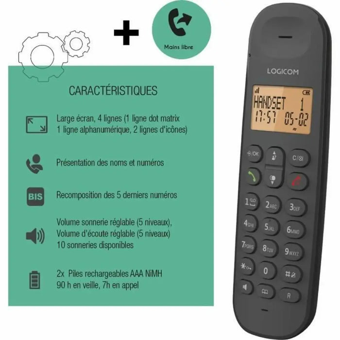 Стационарен телефон Logicom DECT ILOA 150 SOLO Черен