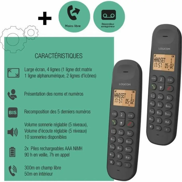 Стационарен телефон Logicom DECT ILOA 255T DUO Черен