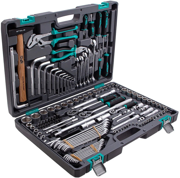 Инструменти Stels - 142 части, 1.2''/1.4''/3.8'', стомана CrV, в куфар