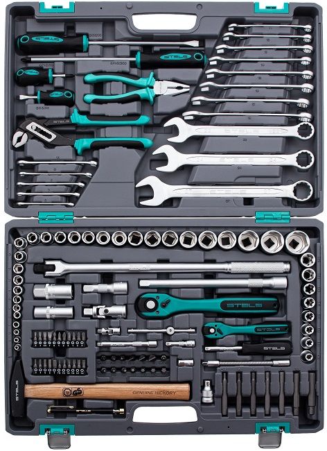 Инструменти Stels - 119 части, 1.2''/1.4'', стомана CrV и S2, в куфар
