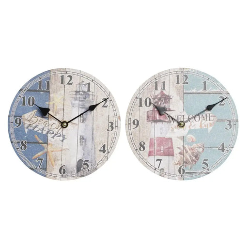 Стенен часовник DKD Home Decor Многоцветен Фар Дървен MDF