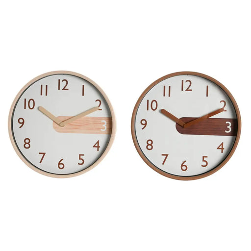 Стенен часовник Home ESPRIT Кафяв Естествен PVC Дървен 30 x