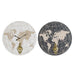 Стенен часовник DKD Home Decor Черен Бежов Метал MDF Карта