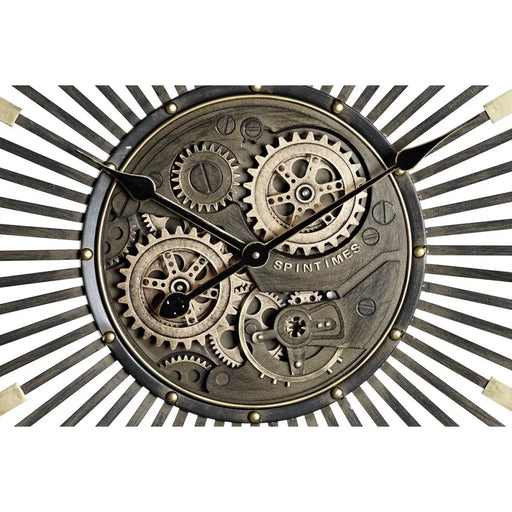 Стенен часовник DKD Home Decor Черен Златен Желязо Vintage