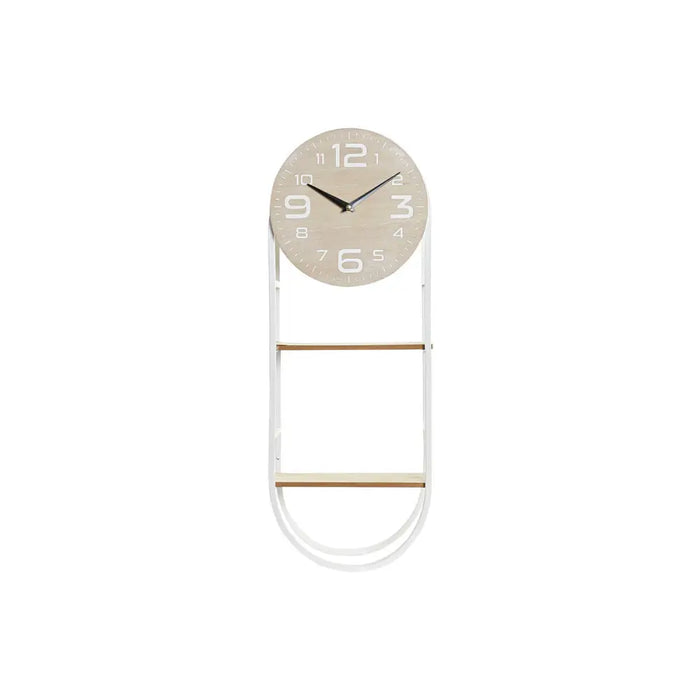 Стенен часовник DKD Home Decor Естествен Метал MDF Бял