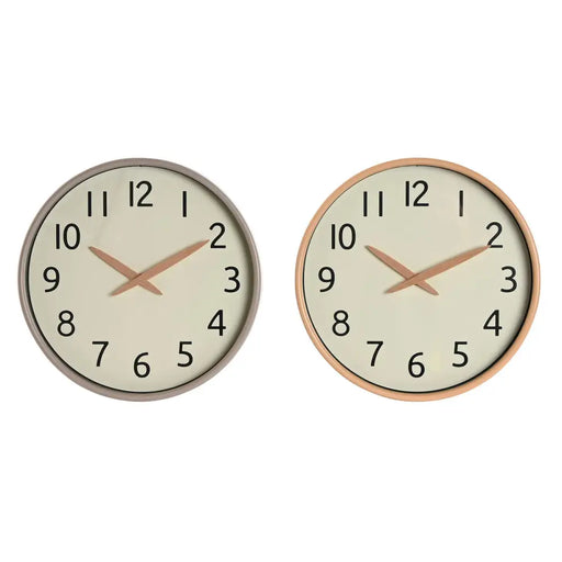 Стенен часовник Home ESPRIT Бежов Естествен PVC Дървен 30 x