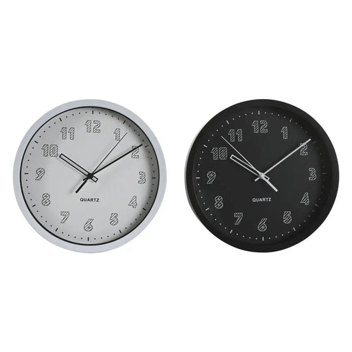 Стенен часовник DKD Home Decor Бял Черен PVC 25,4 x 4 x