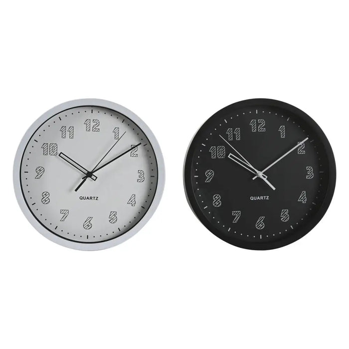 Стенен часовник DKD Home Decor Бял Черен PVC 25,4 x 4 x